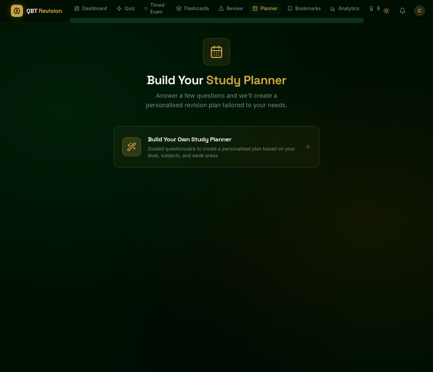 QBT Revision App — Planner: Build a personalised study plan with guided questionnaire