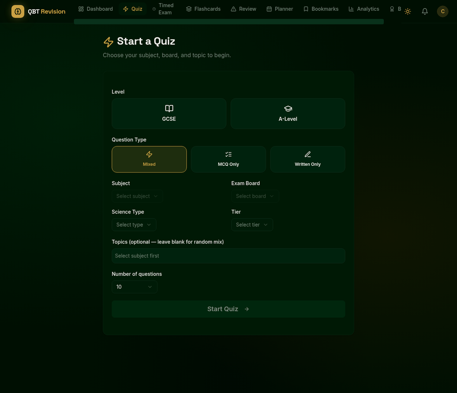 QBT Revision App — Quiz: Adaptive quizzes by subject, topic, and difficulty level